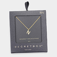 -N- Secret Box _ 14K Gold Dipped CZ Monogram Pendant Necklace
