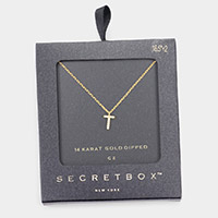 -T- Secret Box _ 14K Gold Dipped CZ Monogram Pendant Necklace