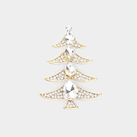 Teardrop Stone Accented Christmas Tree Pin Brooch