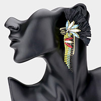 Raffia Multi Stone Bird Earrings
