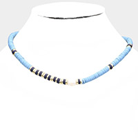 Freshwater Pearl Accented Heishi Beaded Necklace
