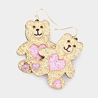 Glittered Resin Bear Dangle Earrings