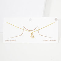 Gold Dipped CZ Footprint Pendant Necklace