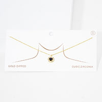 Gold Dipped CZ Round Pendant Necklace