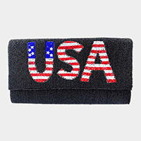 American USA Flag Beaded Clutch / Crossbody Bag