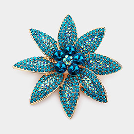 Stone Embellished Flower Pin Brooch