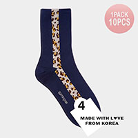 10Pairs - Leopard Pattern Pointed Socks