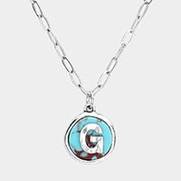 -G- Monogram Turquoise Pendant Necklace