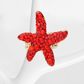 Bubble Stone Embellished Metal Starfish Stretch Ring