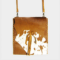 Animal Patterned Genuine Leather Stitch Crossbody Bag