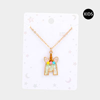 -M- Unicorn Monogram Pendant Kids Necklace