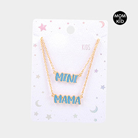 2PCS - Enamel MINI MAMA Message Pendant Moms and Kids Set Necklace