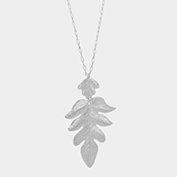 Metal Leaf Pendant Long Necklace