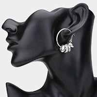 Stone Embellished Ring Accented Metal Hoop Earring