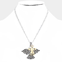 Blessed Antique Metal Angel Pendant Necklace
