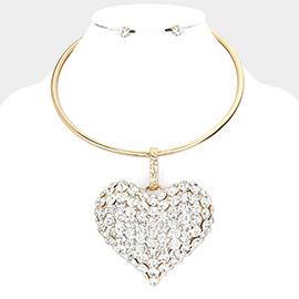 Bubble Stone Cluster Heart Pendant Necklace