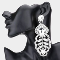 Square Stone Accented Statement Evening Earring