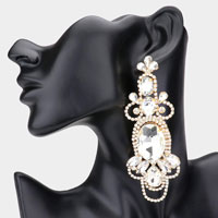 Oval Stone Accented Statement Evening Earring