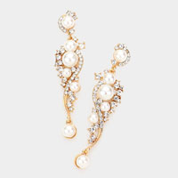 Pearl Accented Stone Embellished Evening Earrings