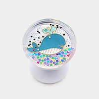 Whale Accented Bling Star Cluster Round Adhesive Phone Grip and Stand