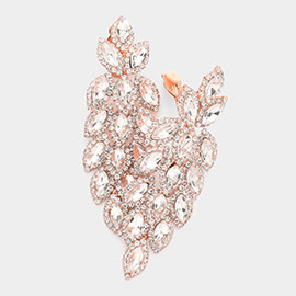 Marquise Crystal Cluster Vine Clip On Evening Earrings