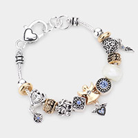 Angel Heart Wing Multi Bead Bracelet