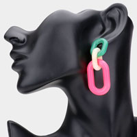 Triple Open Oval Resin Link Dangle Earrings