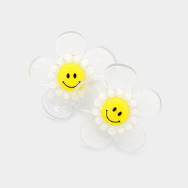 Smile Centered Lucite Flower Earrings