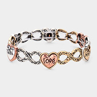 love Hope Faith Antique Metal Heart Infinity Stretch Bracelet