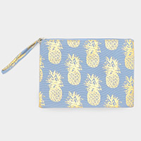 Metallic Pineapple Patterned Pouch Clutch Bag