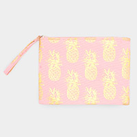 Metallic Pineapple Patterned Pouch Clutch Bag