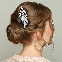 CZ Marquise Accented Leaf Hair Comb