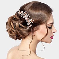 Pearl Stone Embellished Flower Hair Comb