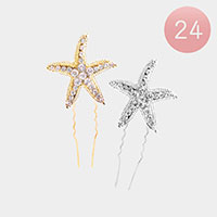 24PCS - Stone Embellished Starfish Hair Comb Pins