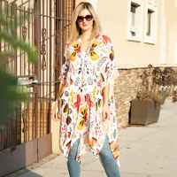 Butterfly Leaf Printed Cover Up Kimono Poncho