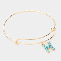 -H- Turquoise Embellished Monogram Charm Bracelet