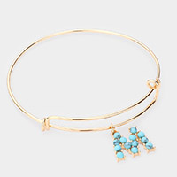 -M- Turquoise Embellished Monogram Charm Bracelet