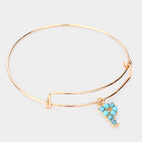 -P- Turquoise Embellished Monogram Charm Bracelet