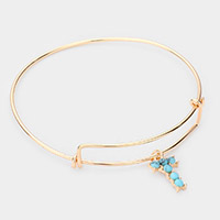 -T- Turquoise Embellished Monogram Charm Bracelet