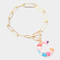 -C- Colorful Monogram Charm Bracelet