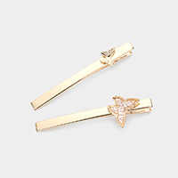 2PCS - Metal Patterned Butterfly Snap Alligator Hair Clips