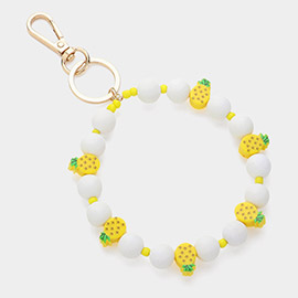 Pineapple Accented Beaded Keychain / Bracelet