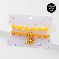 2PCS - Enamel Smile Flower Charm Moms and Kids Set Bracelets