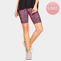 Leopard Patterned High Rise Biker Shorts