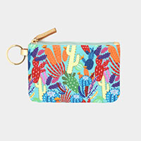 Cactus Patterned ID Wallet Detachable Lanyard