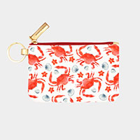 Crab Patterned ID Wallet Detachable Lanyard