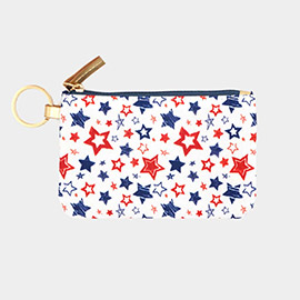 American USA Star Patterned ID Wallet Detachable Lanyard