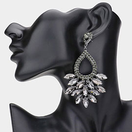 Marquise Crystal Cluster Rhinestone Evening Dangle Earrings