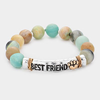 BEST FRIEND Message Semi Precious Stone Stretch Bracelet