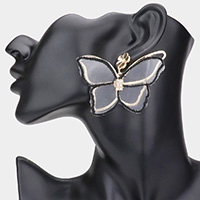 Mesh Open Metal Butterfly Layered Dangle Earrings